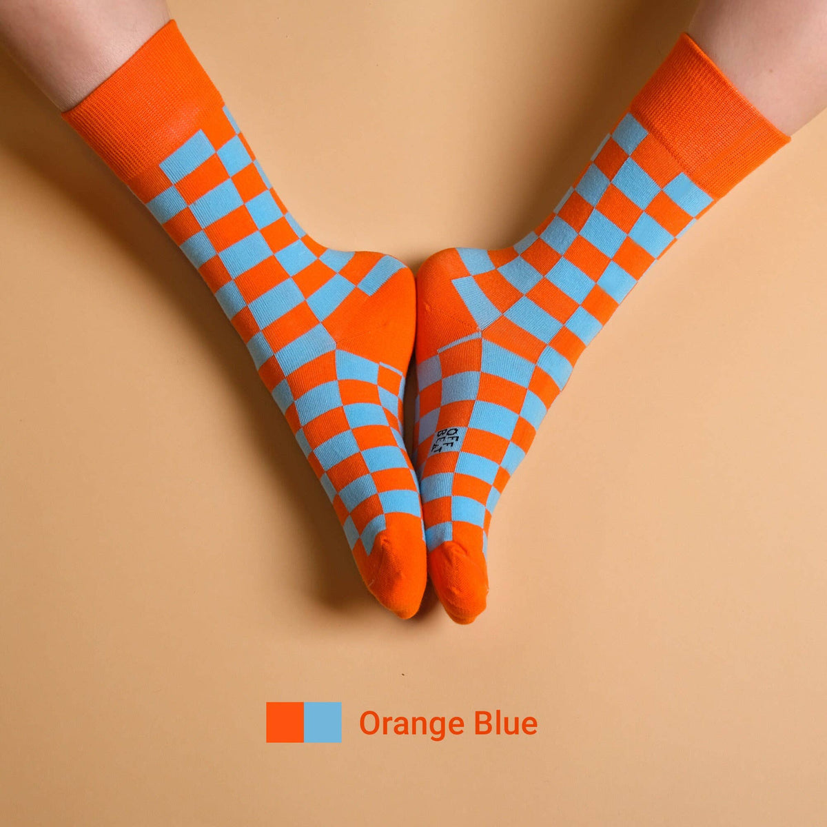 Geruite sokken – Oranje/Blauw