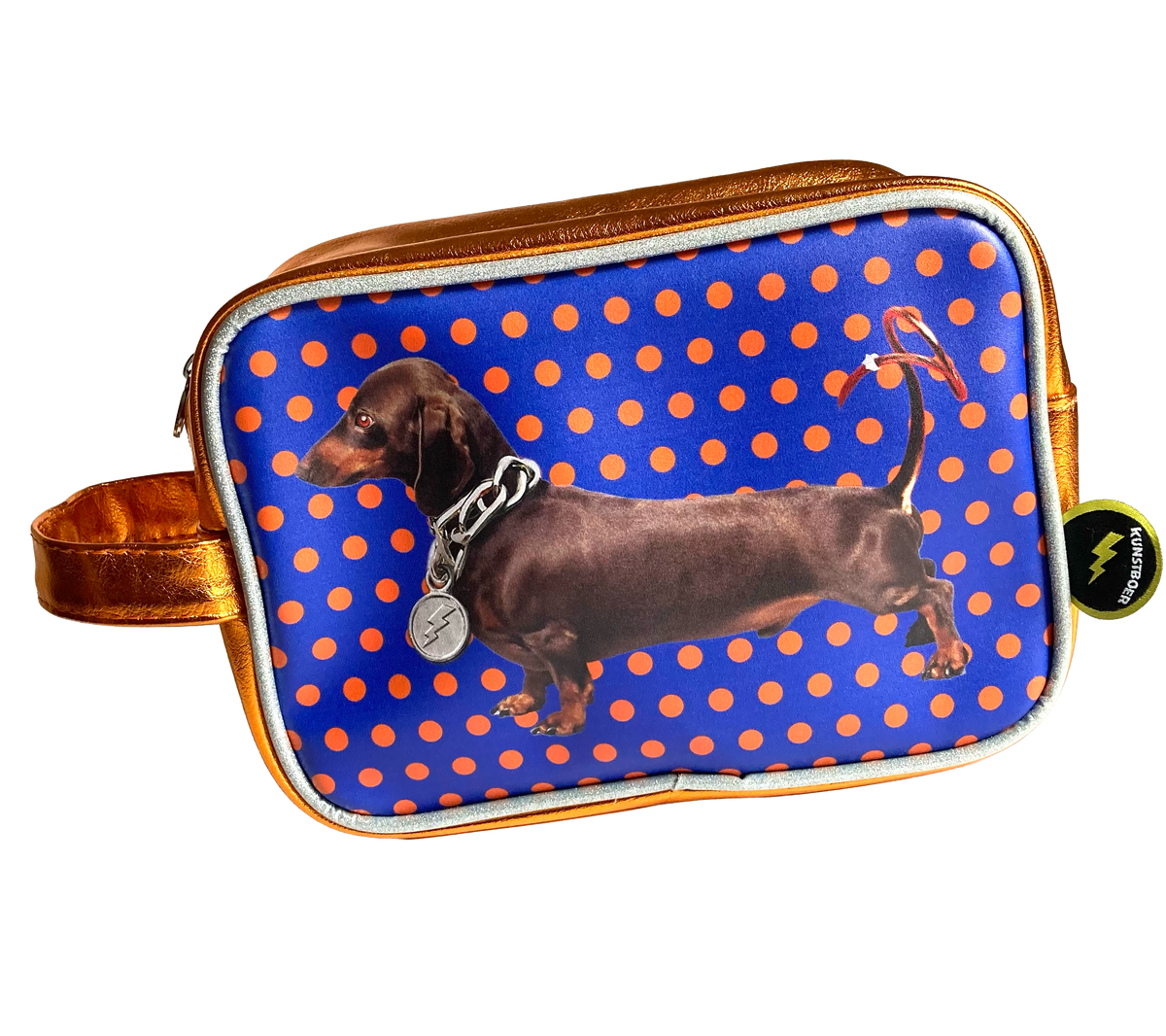 Toilettas "Teckel met Polkadots" | Kunstboer