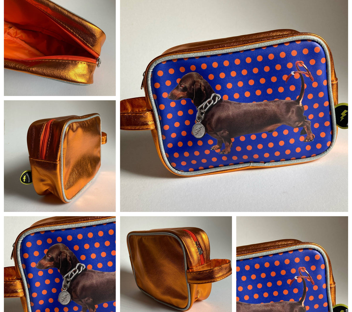 Toilettas "Teckel met Polkadots" | Kunstboer