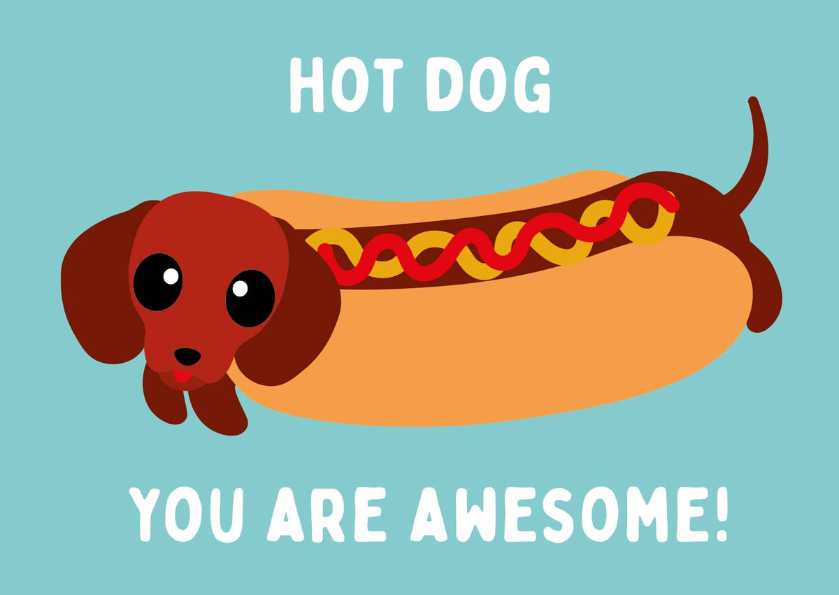 Wenskaart "Hot Dog, You Are Awesome!" | Studio Inktvis