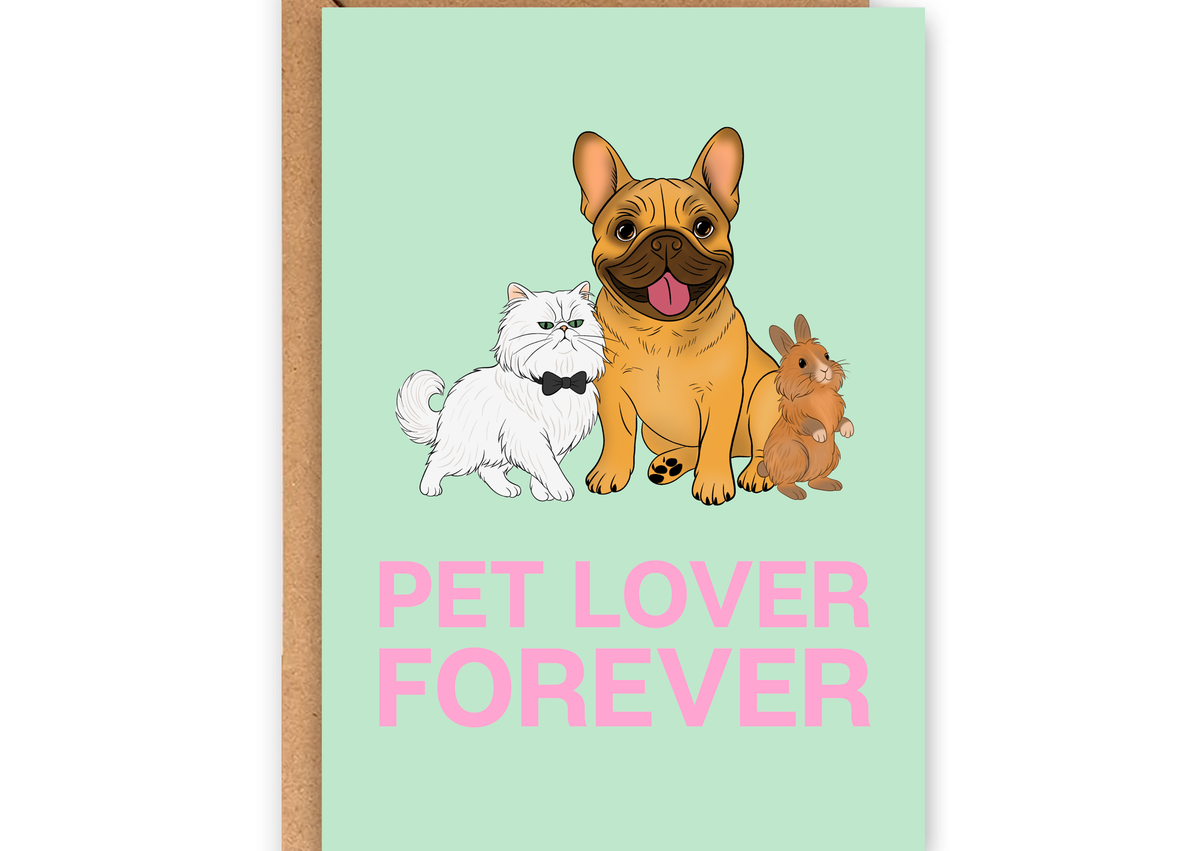 Wenskaart "Pet Lover Forever" | Lollypopartstudio
