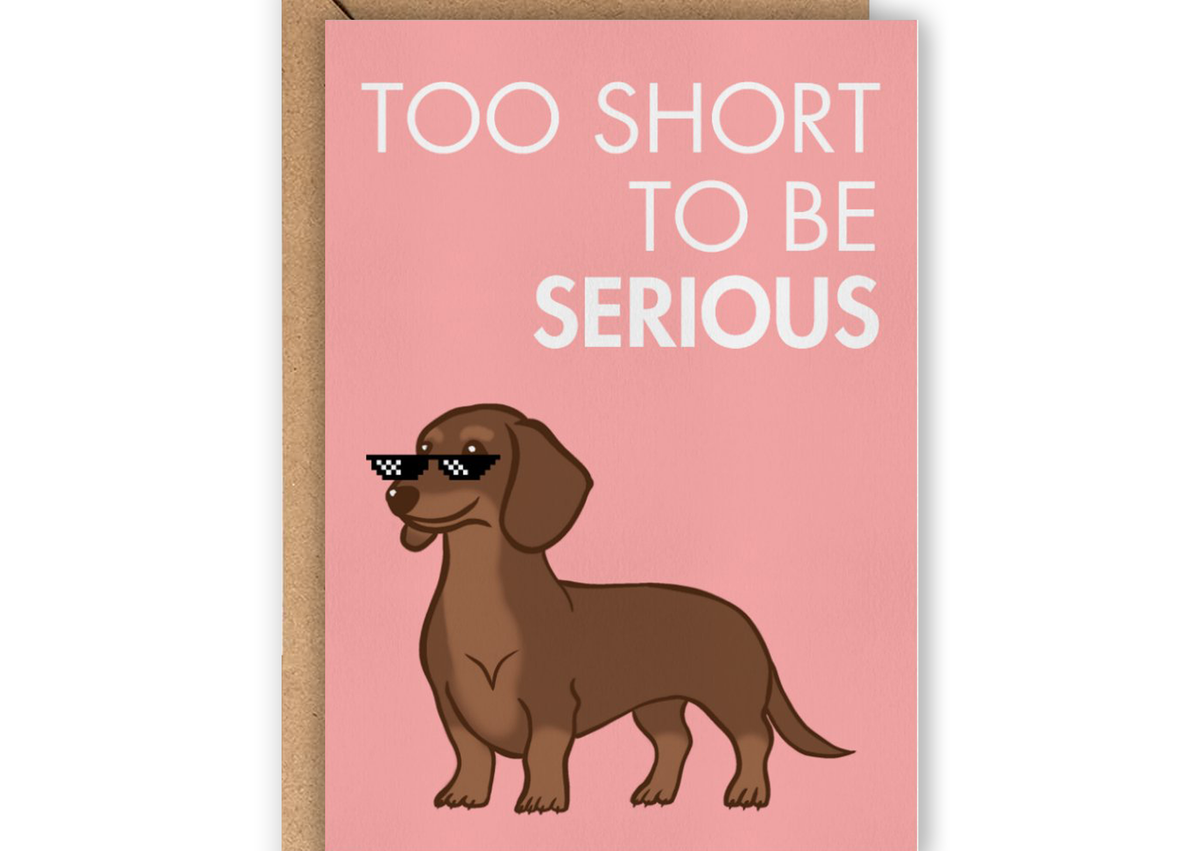Wenskaart "Too Short to Be Serious" | Lollypopartstudio