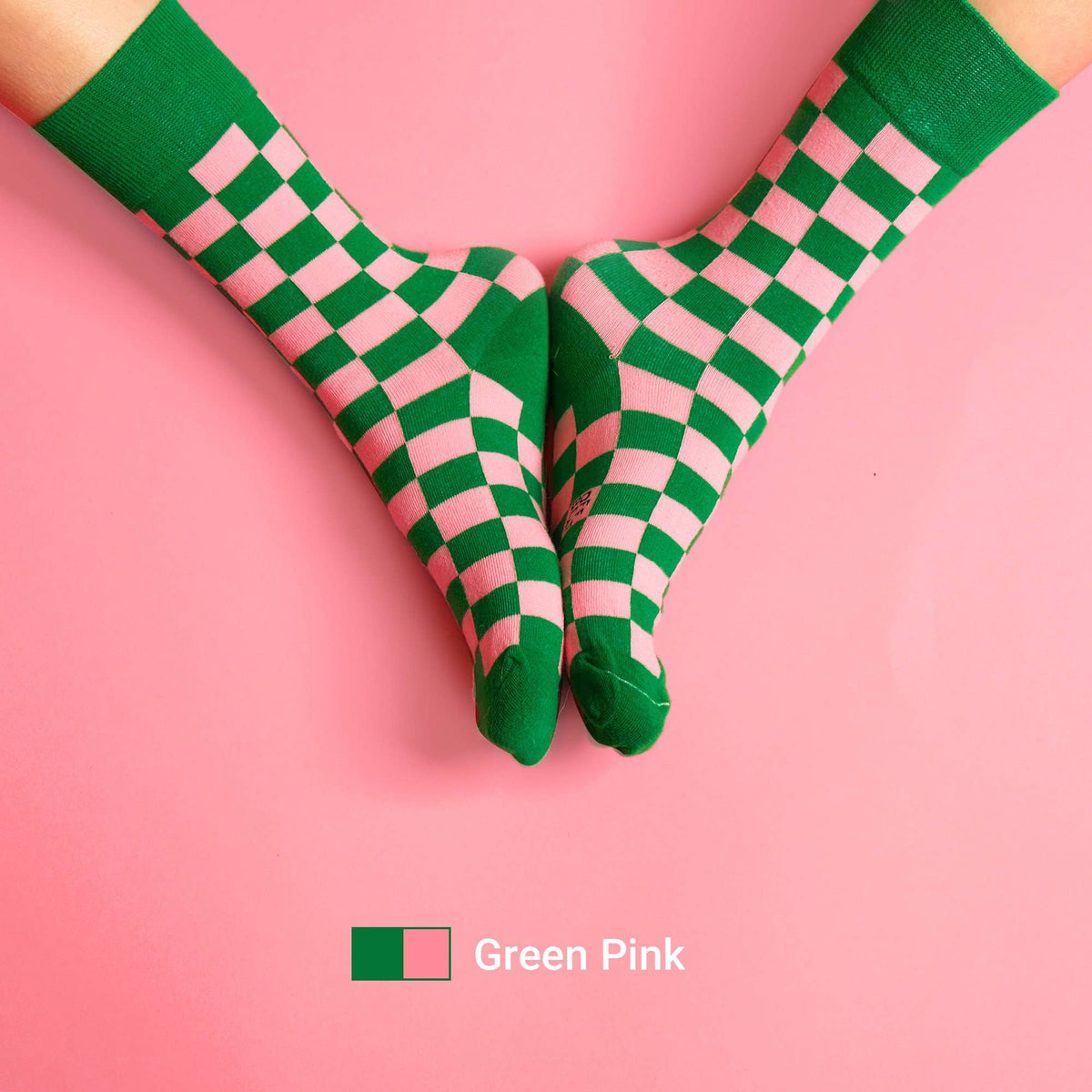 Geruite sokken – Groen/Roze