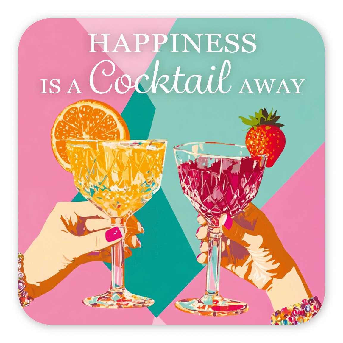 Onderzetter "Happiness is a Cocktail Away" | Artige