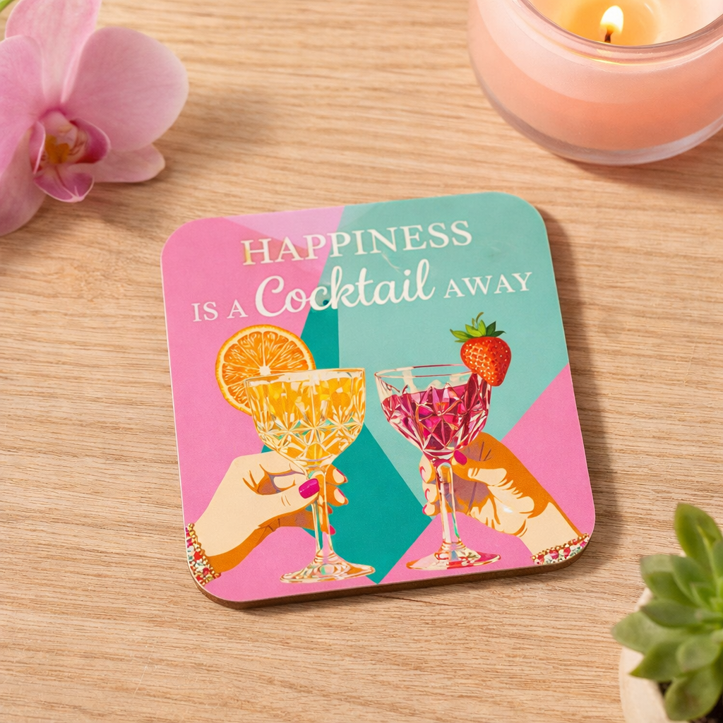 Onderzetter "Happiness is a Cocktail Away" | Artige