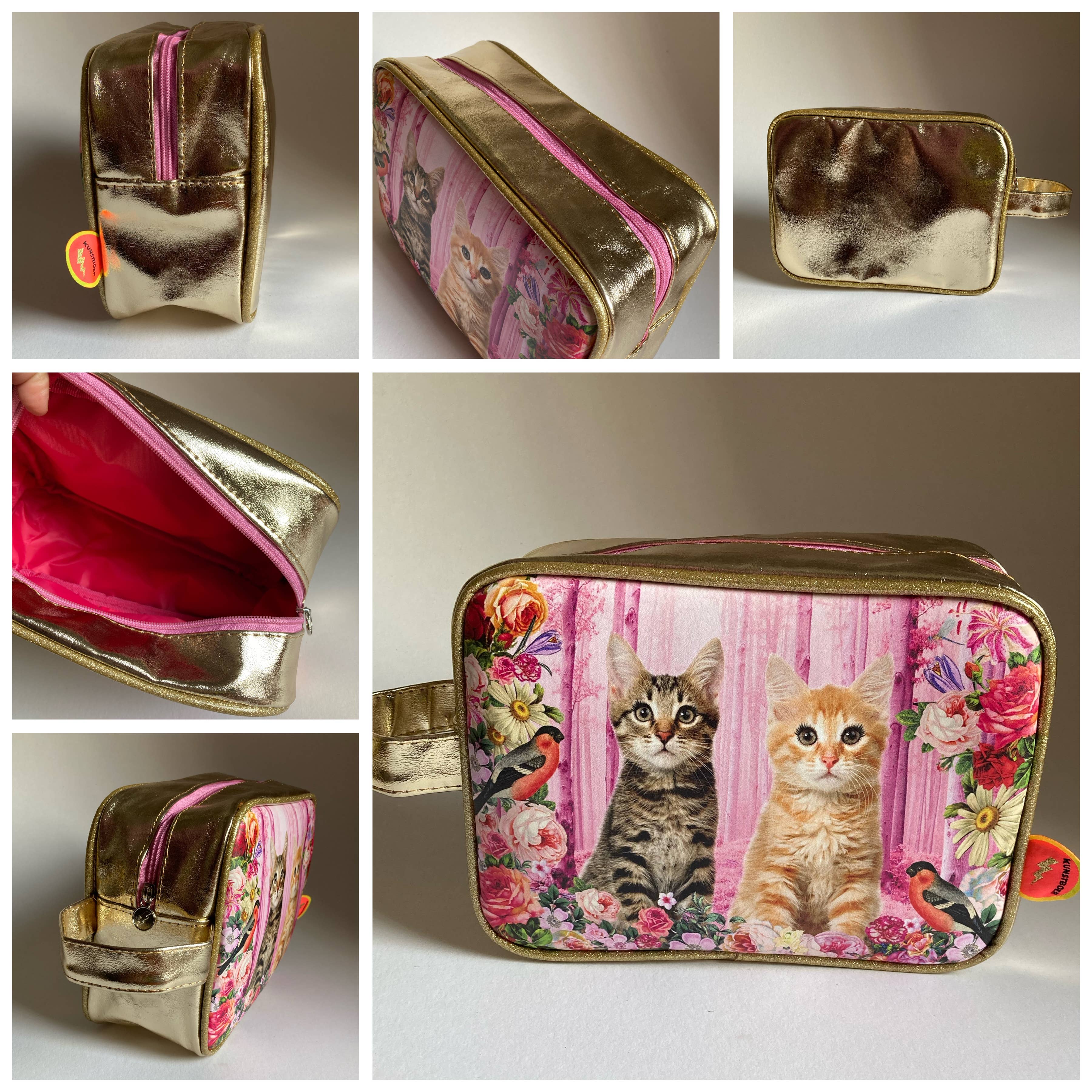 Toilettas "Kattenfeest Roze" | Kunstboer